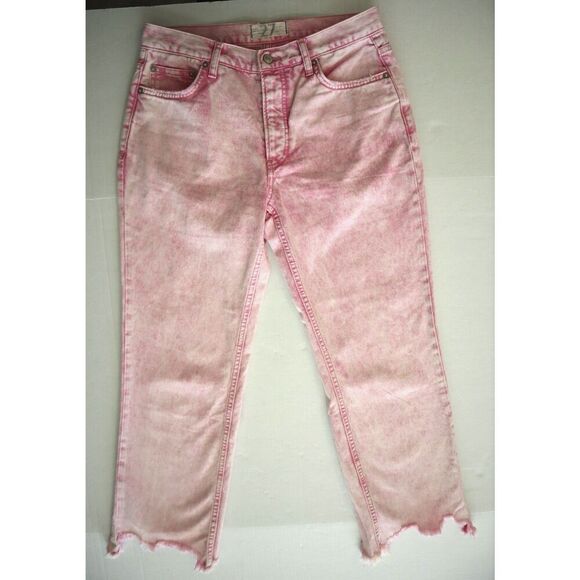 We The Free x Free People OB1160849 Womens Sz 27 Pink Acid Wash Maggie Jeans - Picture 1 of 11
